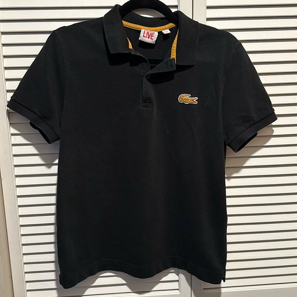 Men’s Lacoste Live 100% Pique Cotton Polo Black Size 4
Large Yellow Crocodile